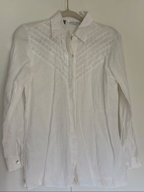 100% Irish Linen & Lace button up shirt S